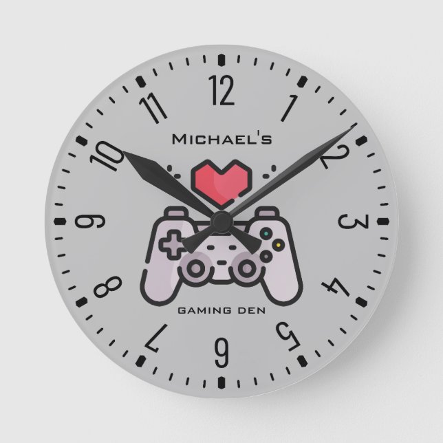 Personalized GAMING DEN Gamers Round Clock (Front)