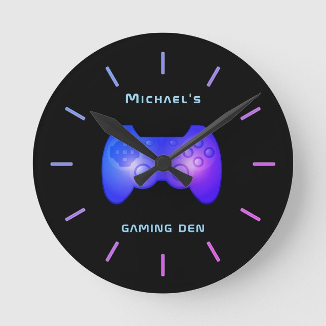 Personalized GAMING DEN Gamers Wall Clock (Front)