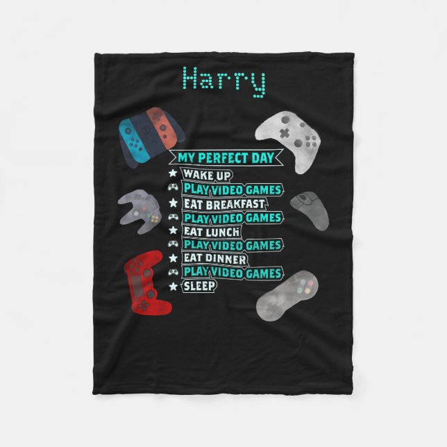Personalized Gaming perfect Day, with controllers Fleece Blanket (Front)