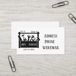 Personalized garage business card