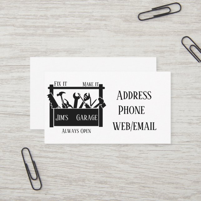 Personalized garage business card (Front/Back In Situ)