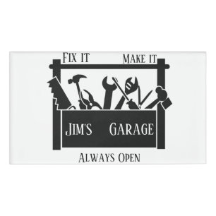 Personalized garage name tag