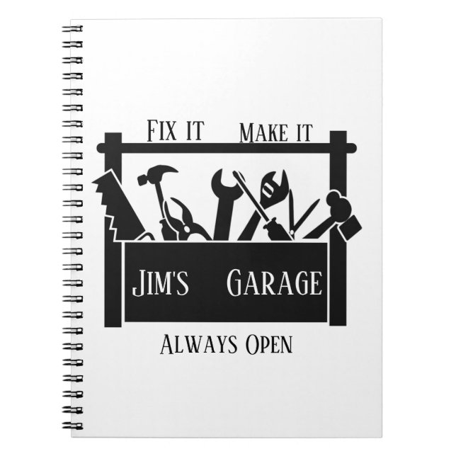 Personalized garage  notebook (Front)