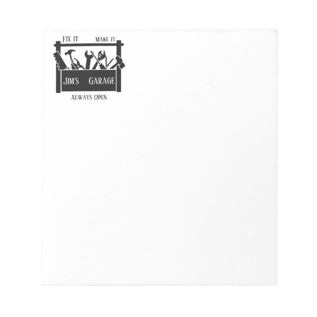 Personalized garage  notepad (Front)