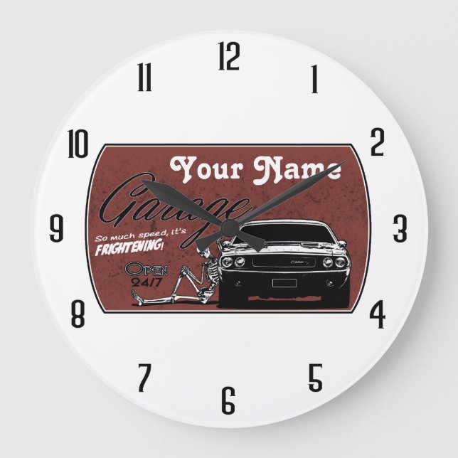 personalized Garage with Challenger Large Clock (Front)