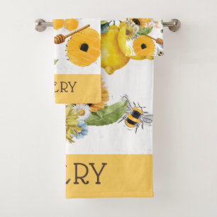 Personalized Garden Bee Sunflower Pattern Bath Towel Set