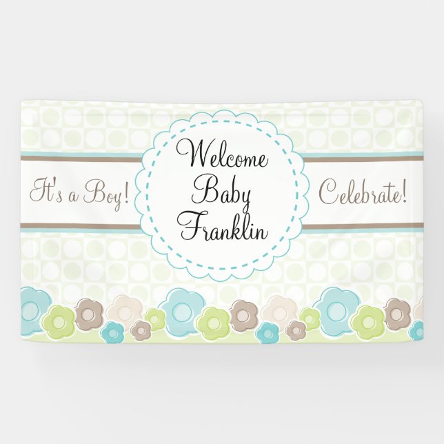Personalized Garden Boys Baby Shower Banner (Horizontal)