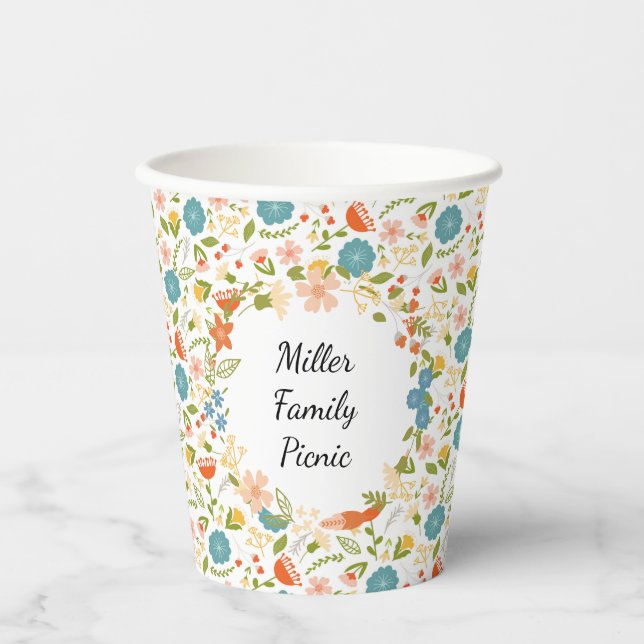 Personalized Garden Party Floral Paper Cup (Front)