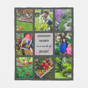 Personalized Garden Photo Text Gardening Lover Fleece Blanket