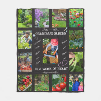 Personalized Garden Photo Text Gardening Lover Fleece Blanket