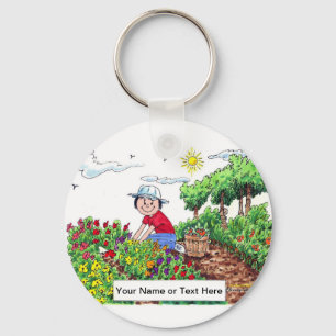 Personalized Gardener - Female Cartoon Keychain