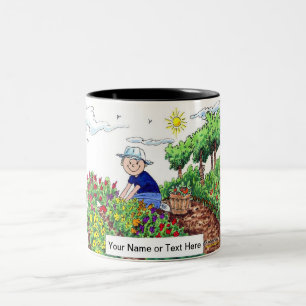 Personalized Gardener - Male Cartoon Two-Tone Coffee Mug