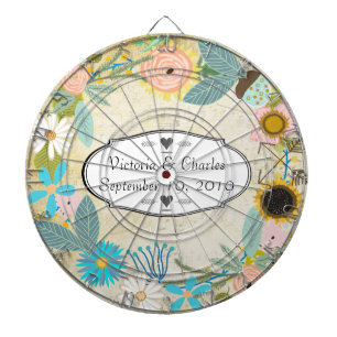 Personalized Garland Floral Wedding Dartboard