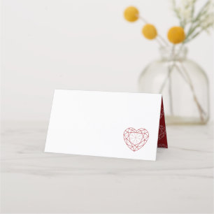 Personalized garnet red heart place guest card