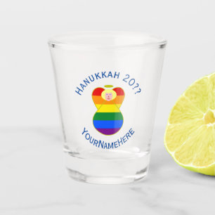 Personalized Gay Price Blonde Angel Hanukkah Flag Shot Glass