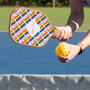 Personalized Gay Pride Flag LGBTQ Tiled Pickleball Paddle