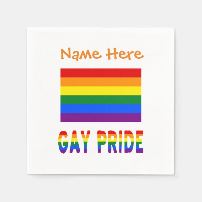Personalized Gay Pride LGBTQ Paper  Napkin (Front)