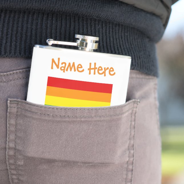 Personalized Gay Pride LGBTQ Rainbow Flag Hip Flask (In Situ)