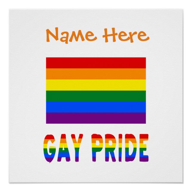 Personalized Gay Pride LGBTQ Rainbow Flag Poster (Front)