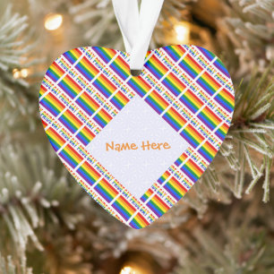 Personalized Gay Pride LGBTQ Tiled Heart Acrylic Ornament