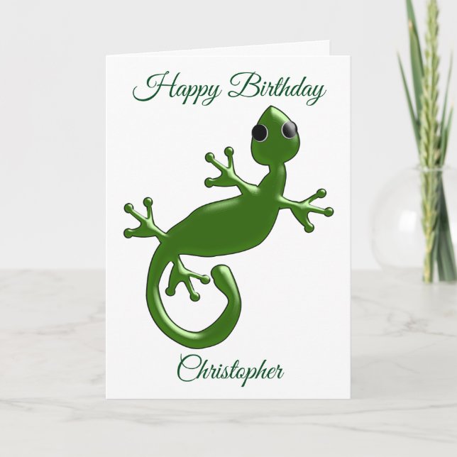 Personalized Gecko Birthday Card (Front)