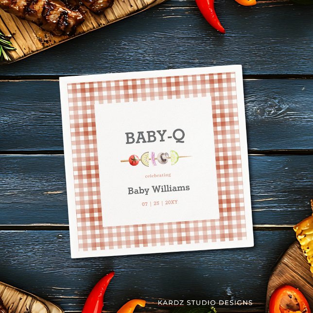 Personalized Gender Neutral BabyQ Baby Shower Napkin (Personalize with couple or family name and date.)