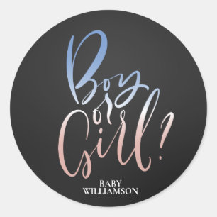 Personalized Gender Reveal Boy or Girl Classic Round Sticker