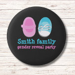 personalized gender reveal, gender reveal button<br><div class="desc">personalized gender reveal,  gender reveal,  blue or pink,  girl or boy,  baby shower party</div>