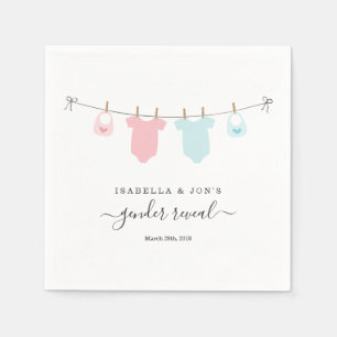 Personalized Gender Reveal Pink & Blue Napkin