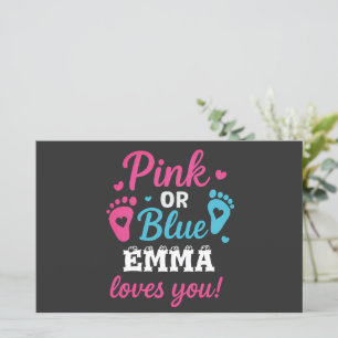 Personalized Gender Reveal Pink or Blue Baby Showe