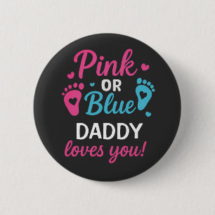 Personalized Gender Reveal Pink or Blue Baby Showe 2 Inch Round Button