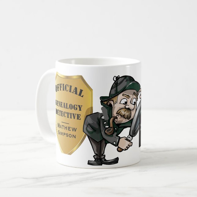 Personalized Genealogy Detective Coffee Mug (Front Left)