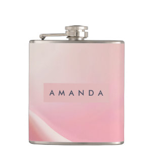 Personalized Gentle Pink Silk Wave Design Hip Flask