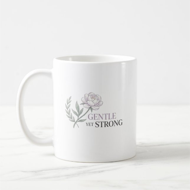 Personalized Gentle Yet Strong Nurse Botanical Coffee Mug (Left)