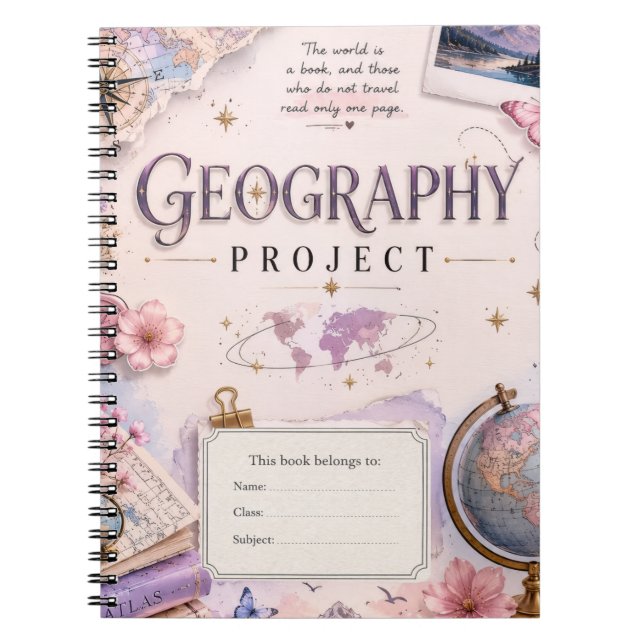 Personalized Geography Project Notebook | Vintage  (Front)