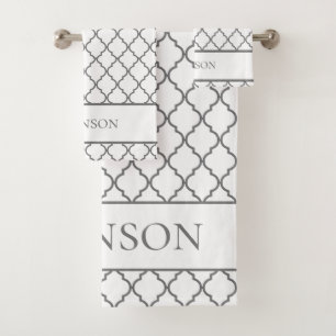 Personalized Geometric  Bathroom Towel Set