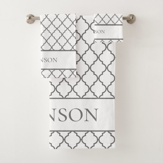Personalized Geometric  Bathroom Towel Set (Insitu)