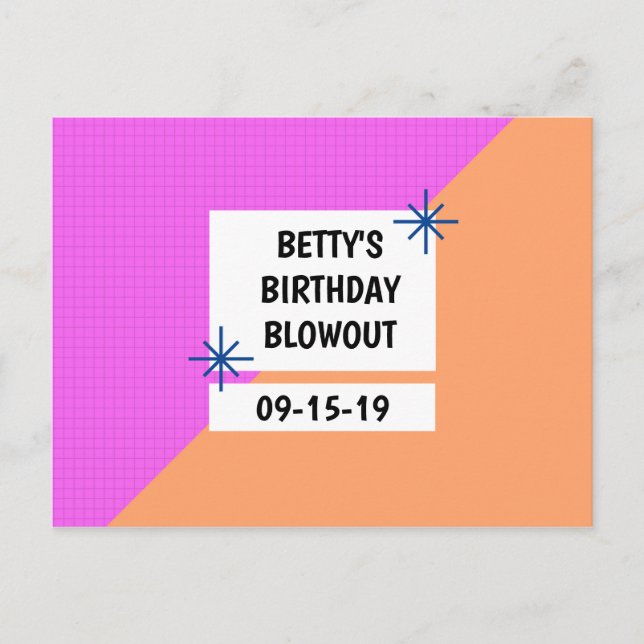 Personalized - Geometric Birthday Save the Date Postcard (Front)