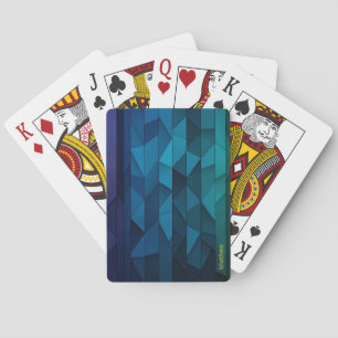 Personalized Geometric Blue and Teal Pattern Playing Cards