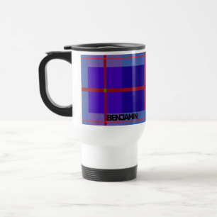 Personalized Geometric Blue/Red Stylish Travel Mug