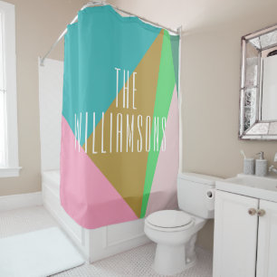 Personalized Geometric Colour Block Pink Teal Gree