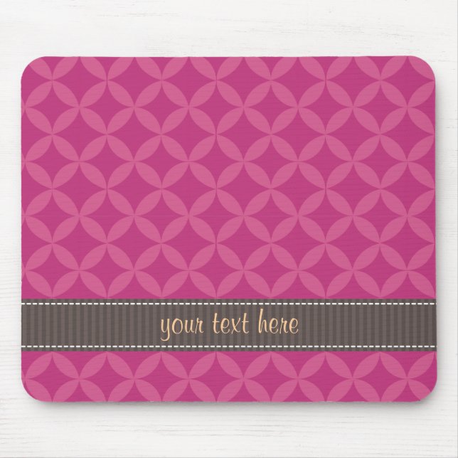 Personalized Geometric Diamonds Pink Flambé Mouse Pad (Front)