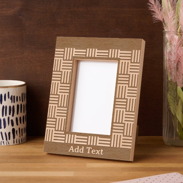 Personalized Geometric Engraved Wood Picture Frame (Left)