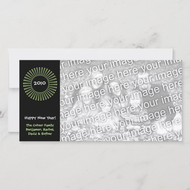 Personalized Geometric Fireworks New Year Holiday Card (Front)