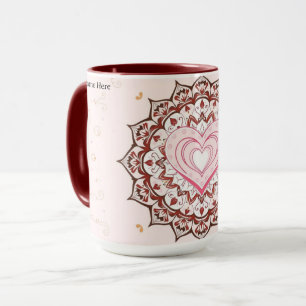 Personalized Geometric Heart Mandala Love Mug