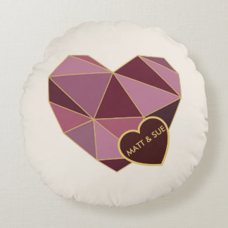 Personalized Geometric Heart Round Pillow