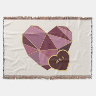 Personalized Geometric Heart Throw Blanket