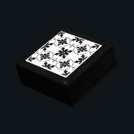 Personalized Geometric Pattern Black White  Gift Box<br><div class="desc">A stylish modern geometric quatrefoil black and white pattern lacquered jewellery or keepsake wood box with a stylish modern decorative ceramic tile lid. Add your initials.</div>