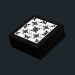 Personalized Geometric Pattern Black White  Gift Box<br><div class="desc">A stylish modern geometric quatrefoil black and white pattern lacquered jewellery or keepsake wood box with a stylish modern decorative ceramic tile lid. Add your initials.</div>