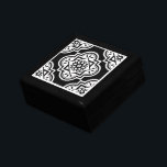 Personalized Geometric Pattern Black White  Gift Box<br><div class="desc">A stylish modern geometric quatrefoil black and white pattern lacquered jewellery or keepsake wood box with a stylish modern decorative ceramic tile lid. Add your initials.</div>
